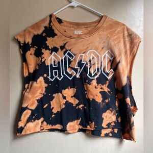 AC/DC Acid wash bleach wash muscle tank cut off size M/L